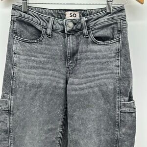 SO Jeans Womens 5/27W Gray Denim Stretch Low-Rise Wide-Leg Y2K Cargo Outdoor